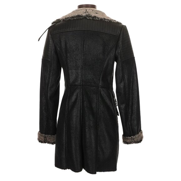 Marc New York Black Asymmetrical Faux Shearling Coat | Mob Wife Streetwear Glam - Picture 8 of 16